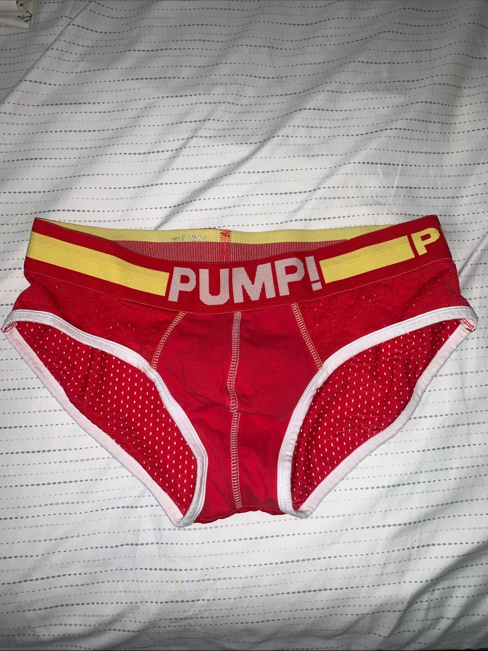 PUMP! Men’s Red Briefs with Yellow Waistband
